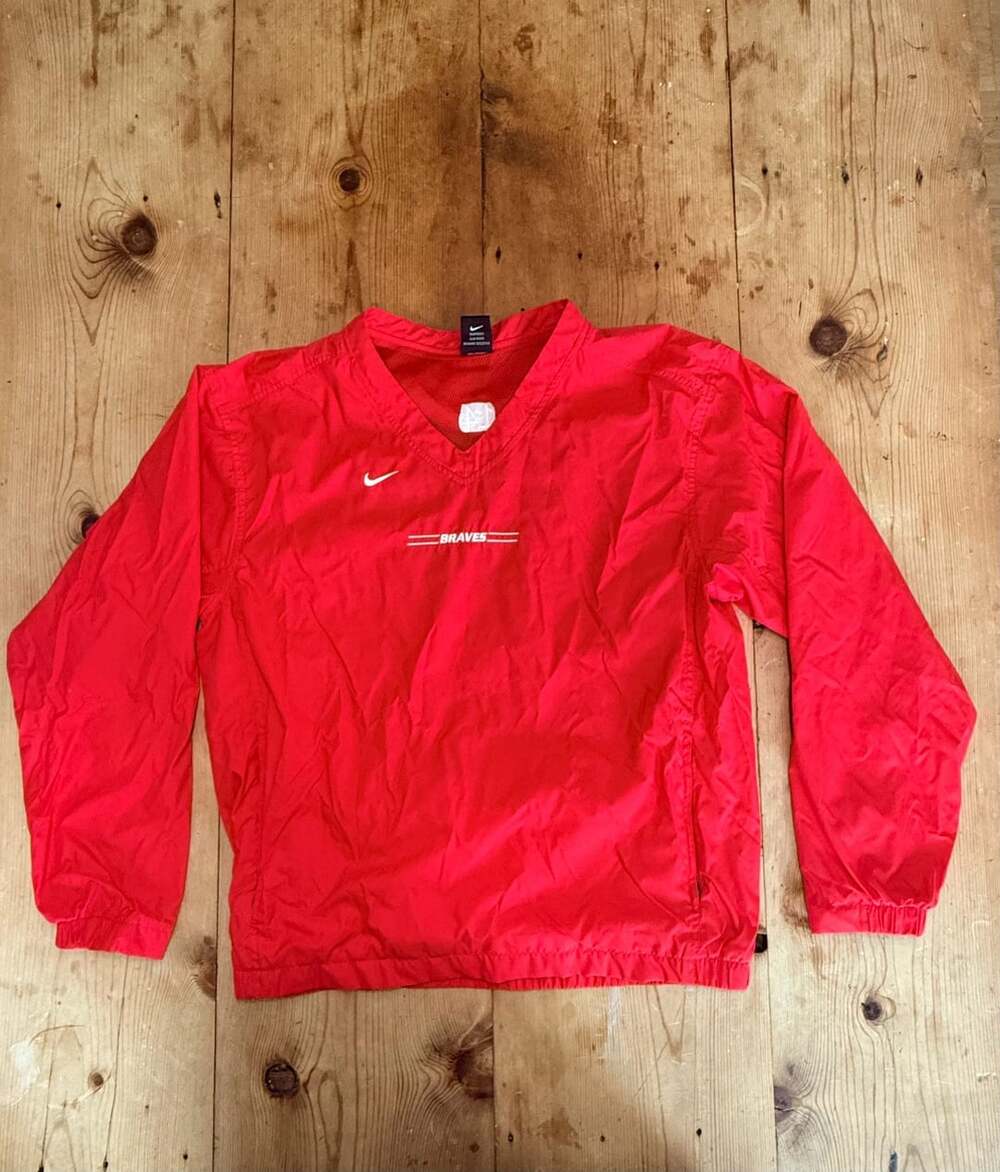 Vintage Nike Bountiful Braves Pullover Jacket Red Windbreaker - Size Small